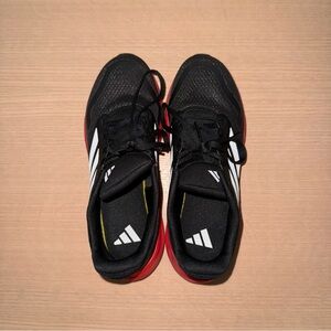 Adidas Black and Red Sneakers with Signature Stripes Boys Size 5